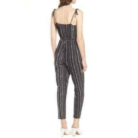 Cupcakes and Cashmere Callia Jumpsuit Size XS Striped Dots Black White EUC B69 - Picture 2 of 7